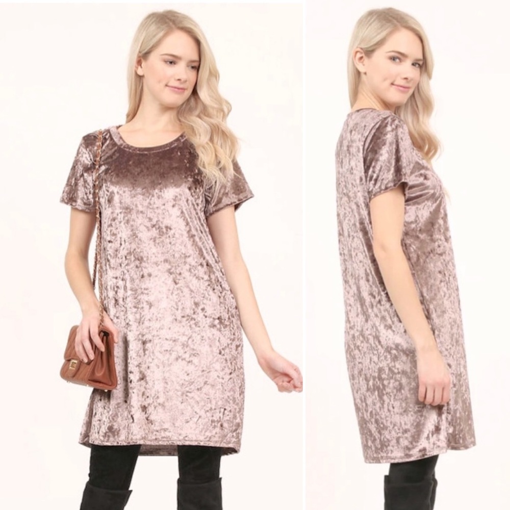 POL Purple Crushed Velvet Tunic Dress
